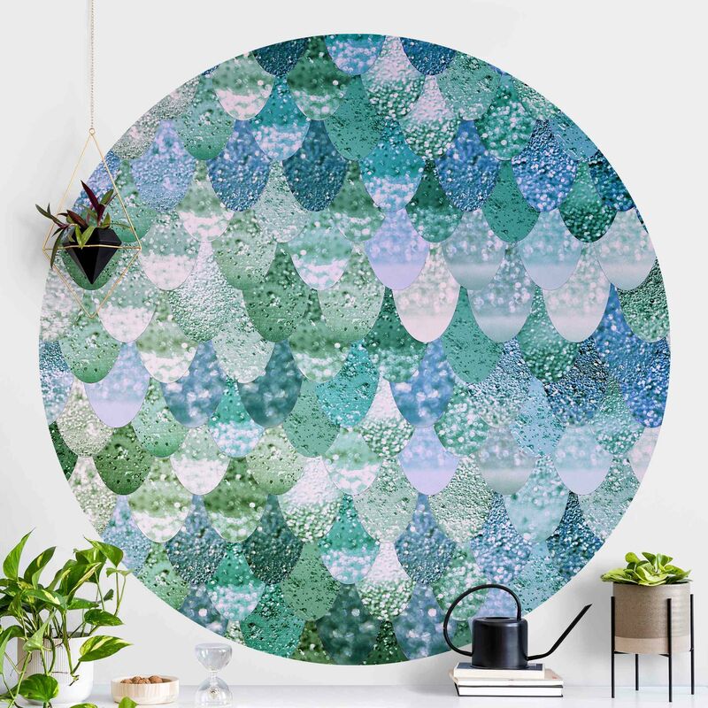 

Papel pintado redondo autoadhesivo - Mermaid Magic In Turquoise Dimensión LxA: 244cm x 244cm