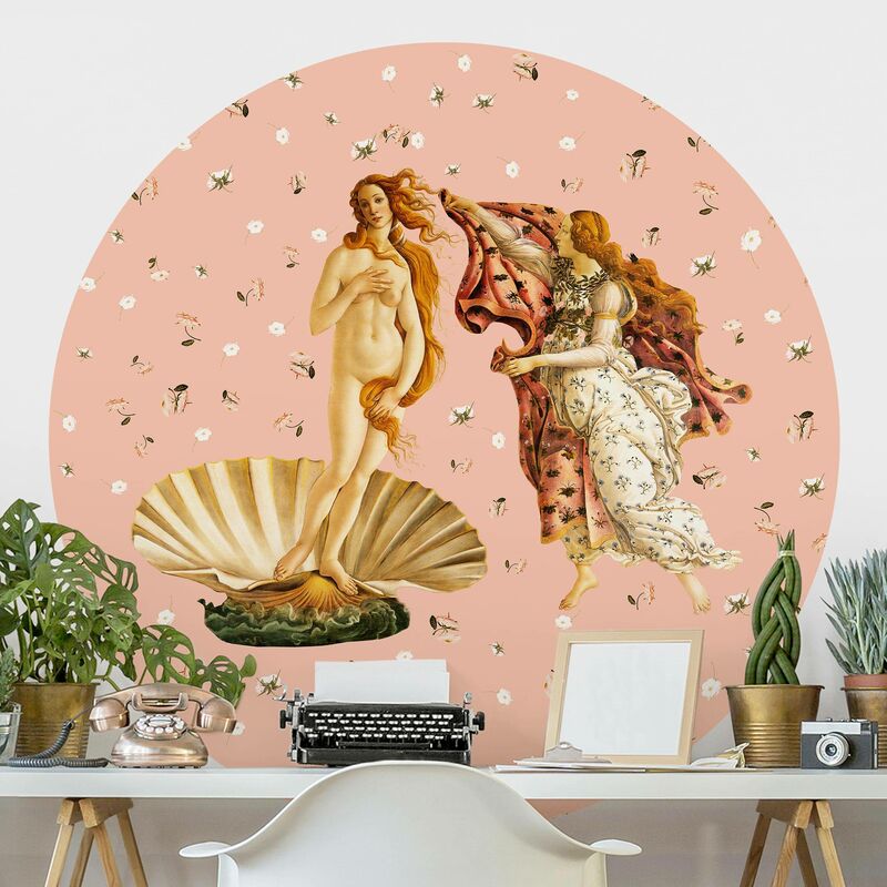 

Papel pintado redondo autoadhesivo - The Venus By Botticelli On Pink Dimensión LxA: 100cm x 100cm