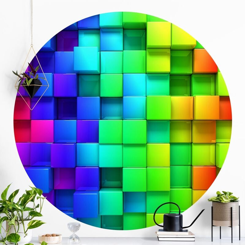 

Papel pintado redondo autoadhesivo - 3D Cubes Dimensión LxA: 100cm x 100cm