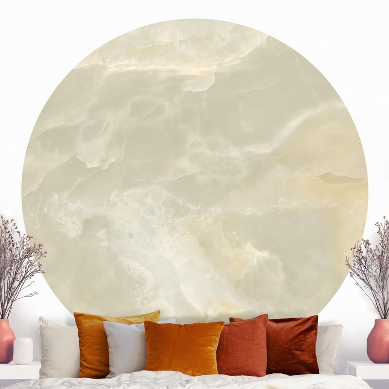 

Papel pintado redondo autoadhesivo - Onyx Marble Cream Dimensión LxA: 225cm x 225cm