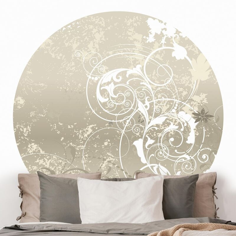 

Papel pintado redondo autoadhesivo - Peony Pattern Black Gold Dimensión LxA: 150cm x 150cm