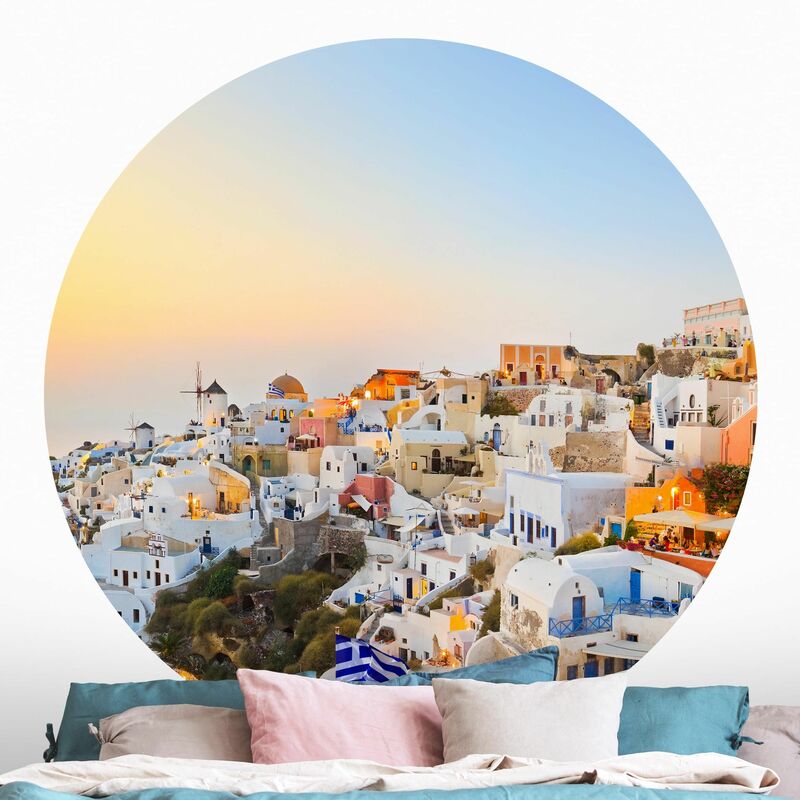 

Papel pintado redondo autoadhesivo - Bright Santorini Dimensión LxA: 50cm x 50cm