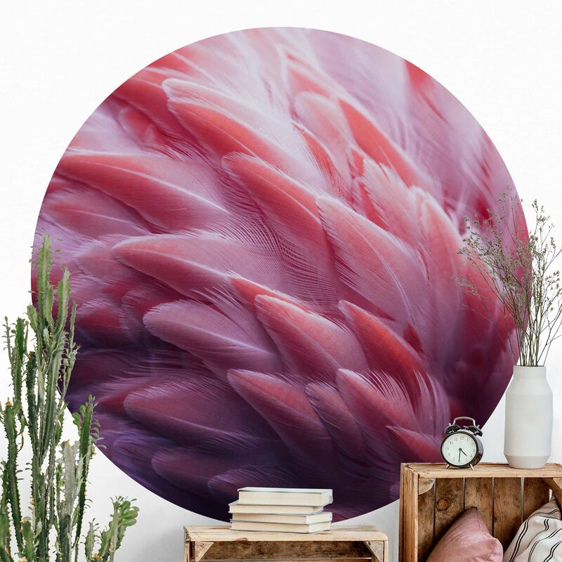 

Papel pintado redondo autoadhesivo - Flamingo Feathers Close-Up Dimensión LxA: 122cm x 122cm