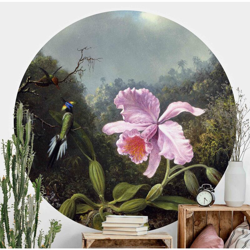 

Papel pintado redondo autoadhesivo - Martin Johnson Heade - Still Life With An Orchid And A Pair Of Hummingbirds Dimensión LxA: 175cm x 175cm