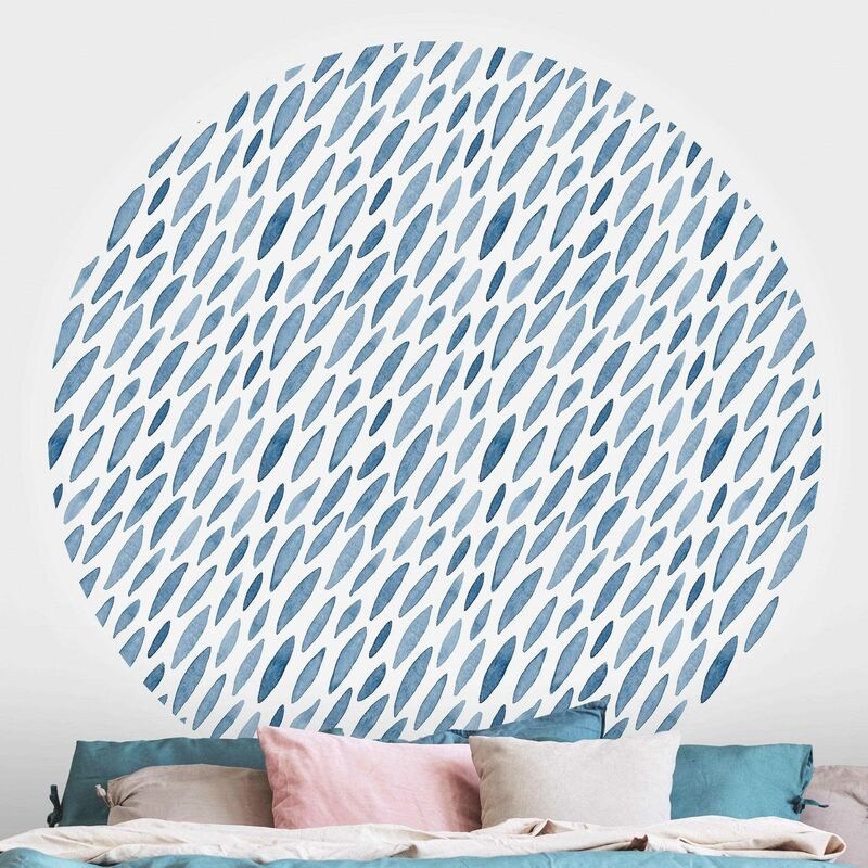 

Papel pintado redondo autoadhesivo - Watercolor Rain In Indigo Dimensión LxA: 244cm x 244cm