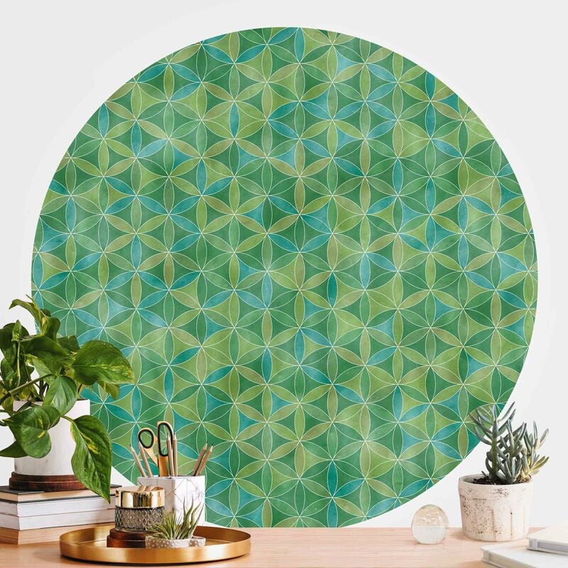 

Papel pintado redondo autoadhesivo - Flower Of Life Color Cast Dimensión LxA: 150cm x 150cm