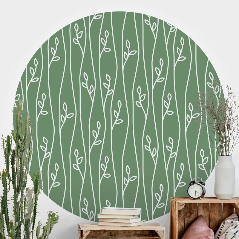 

Papel pintado redondo autoadhesivo - Natural Pattern Plant Lines In Front Of Green Dimensión LxA: 225cm x 225cm