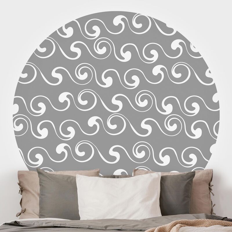 

Papel pintado redondo autoadhesivo - Natural Pattern Waves In Front Of Gray Dimensión LxA: 150cm x 150cm