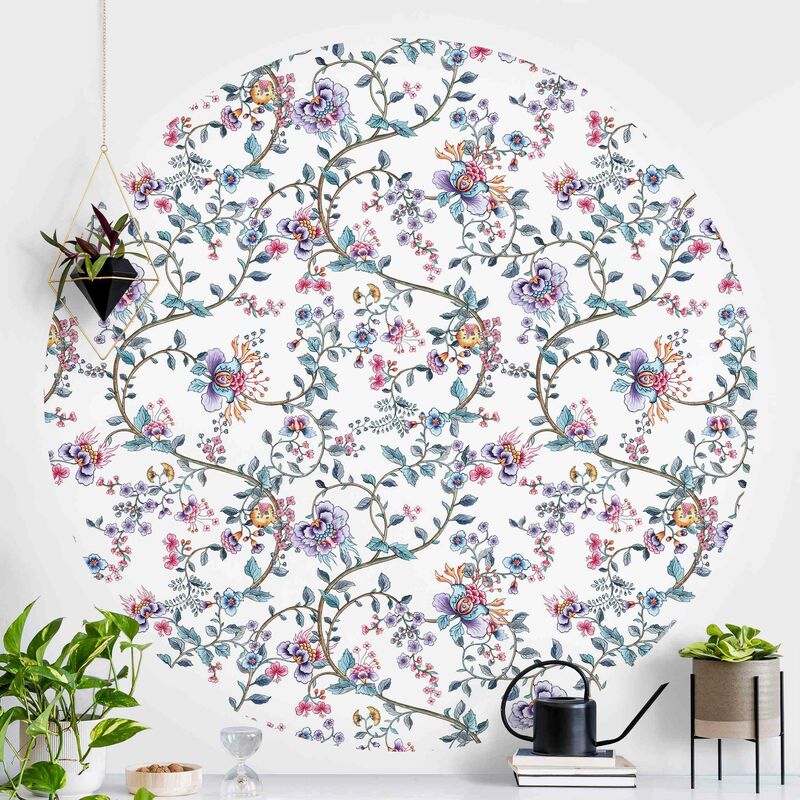 

Papel pintado redondo autoadhesivo - Pastel Flower Tendrils Dimensión LxA: 175cm x 175cm