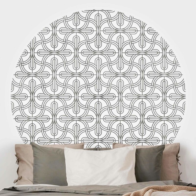 

Papel pintado redondo autoadhesivo - Silver Art Deco Pattern XXL Dimensión LxA: 200cm x 200cm