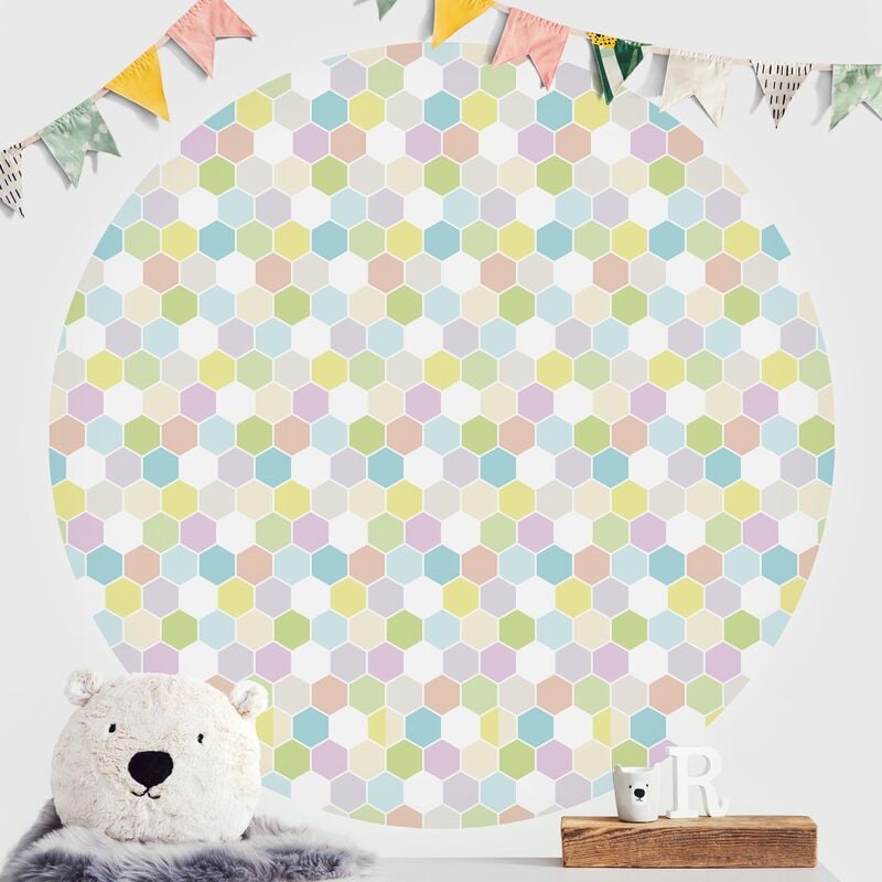 

Papel pintado redondo autoadhesivo - No.YK52 Hexagon Pastel Dimensión LxA: 200cm x 200cm
