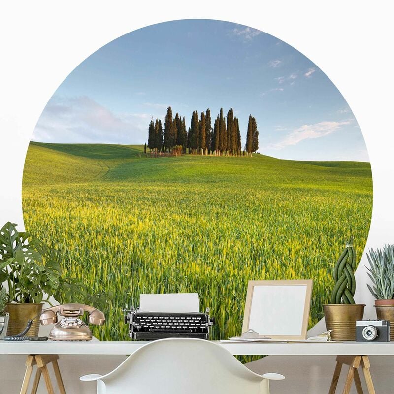 

Papel pintado redondo autoadhesivo - Green Field In Tuscany Dimensión LxA: 100cm x 100cm