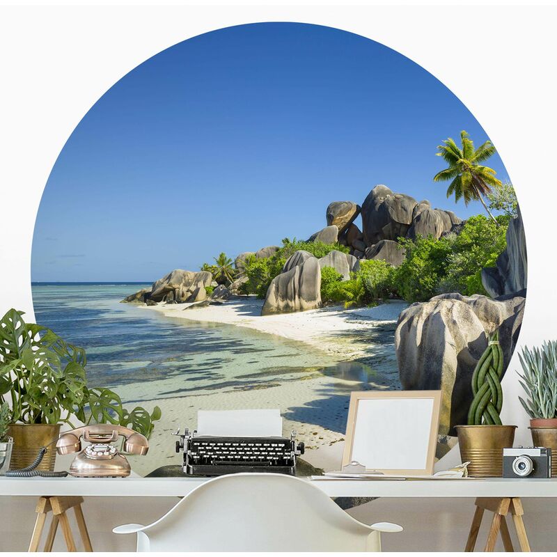 

Papel pintado redondo autoadhesivo - Dream Beach Seychelles Dimensión LxA: 175cm x 175cm