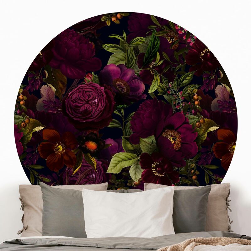 

Papel pintado redondo autoadhesivo - Purple Blossoms Dark Dimensión LxA: 75cm x 75cm