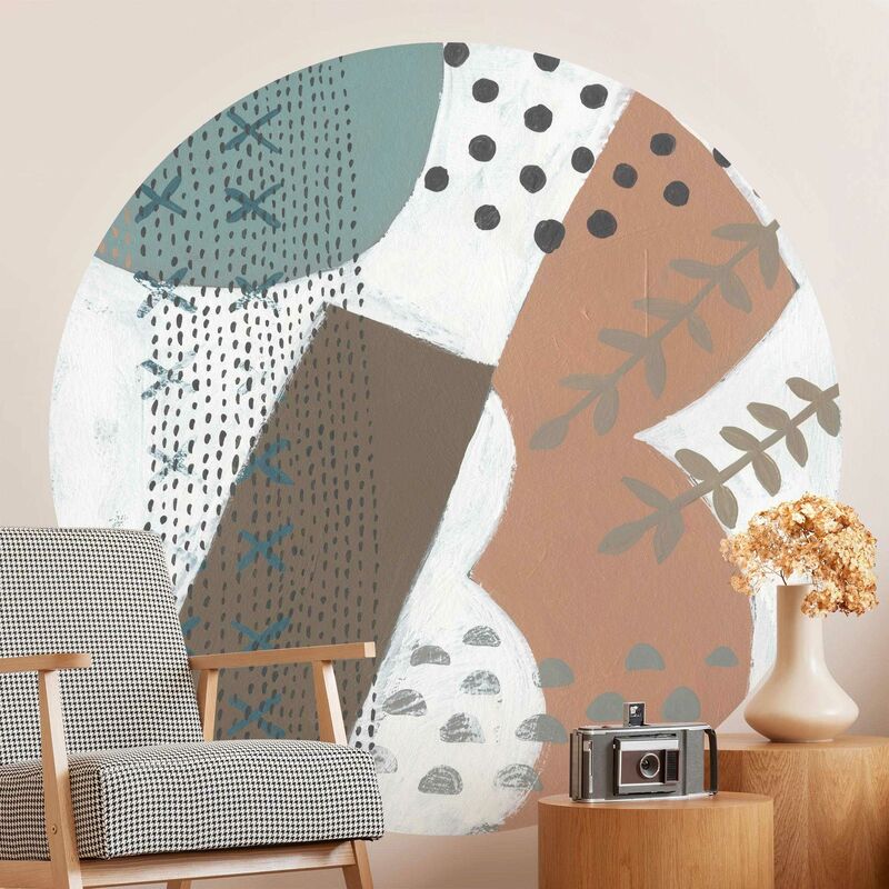 

Papel pintado redondo autoadhesivo - Carnival Of Shapes In Salmon I Dimensión LxA: 200cm x 200cm