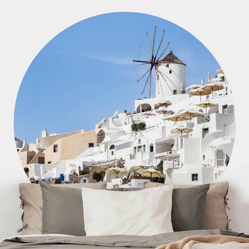 

Papel pintado redondo autoadhesivo - White Greece Dimensión LxA: 100cm x 100cm