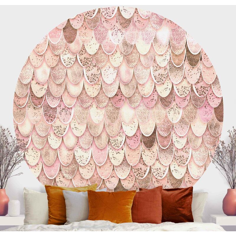

Papel pintado redondo autoadhesivo - Mermaid Magic In Rose Gold Dimensión LxA: 50cm x 50cm