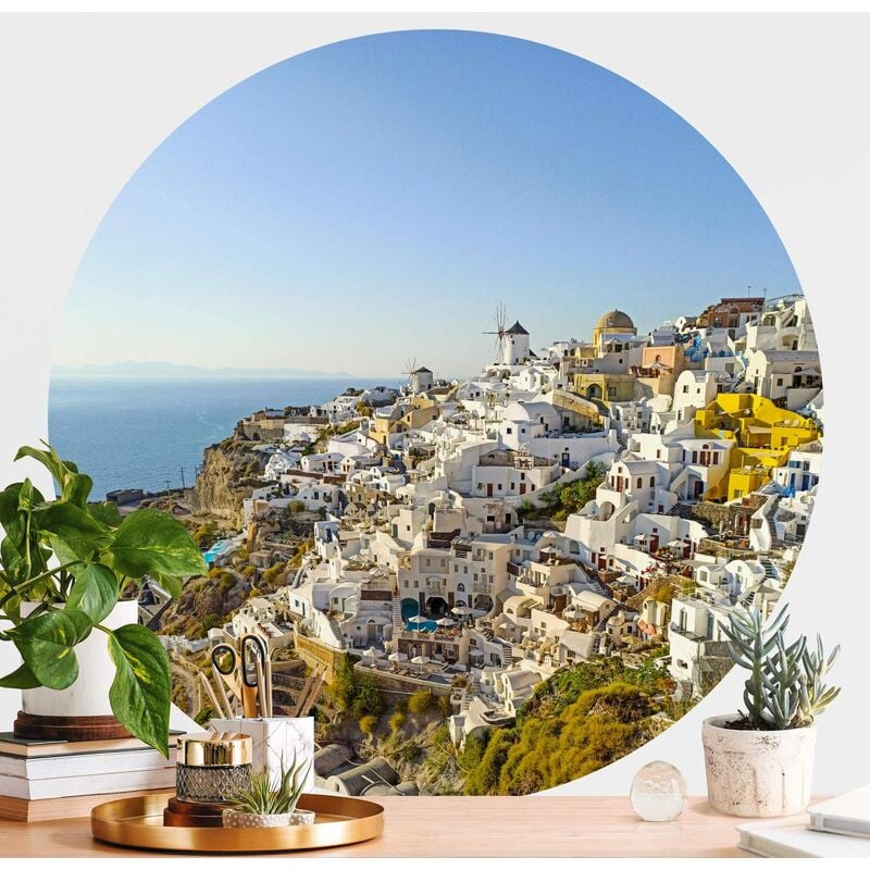 

Papel pintado redondo autoadhesivo - Oia On Santorini Dimensión LxA: 100cm x 100cm