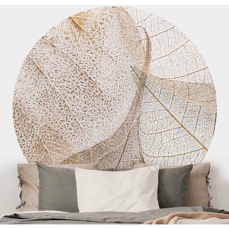 

Papel pintado redondo autoadhesivo - Delicate Leaf Structure In Gold Dimensión LxA: 175cm x 175cm
