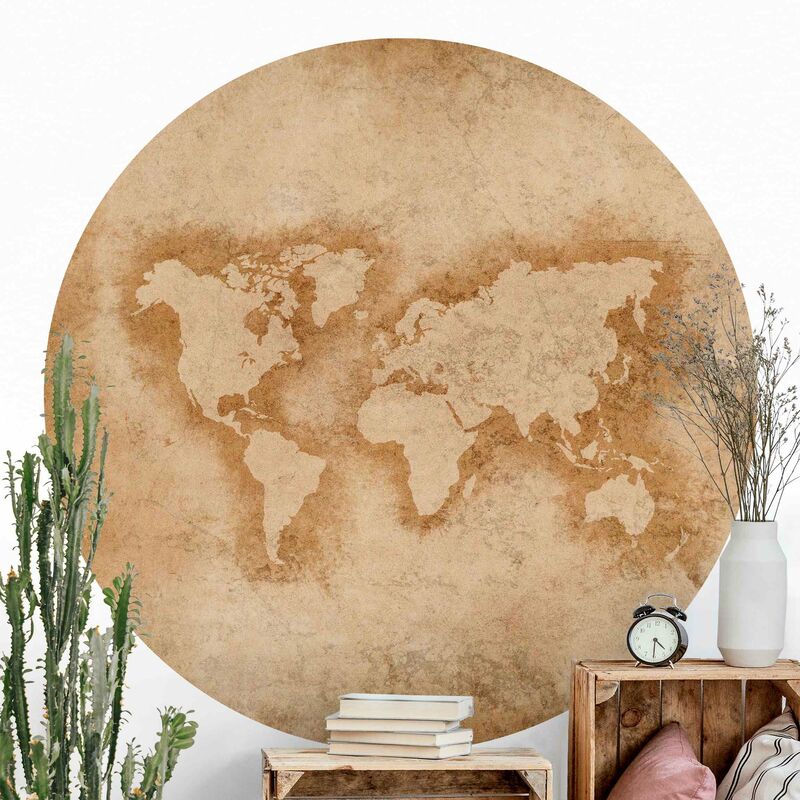 

Papel pintado redondo autoadhesivo - Antique World Map Dimensión LxA: 50cm x 50cm