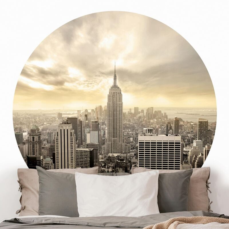 

Papel pintado redondo autoadhesivo - Manhattan Dawn Dimensión LxA: 75cm x 75cm