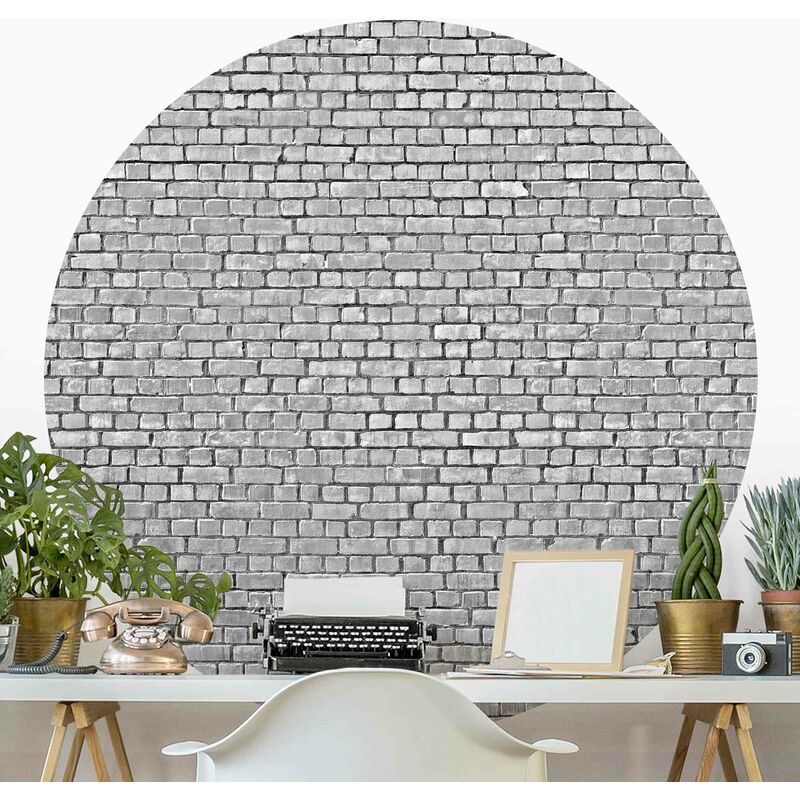 

Papel pintado redondo autoadhesivo - Brick Tile Wallpaper Black And White Dimensión LxA: 75cm x 75cm