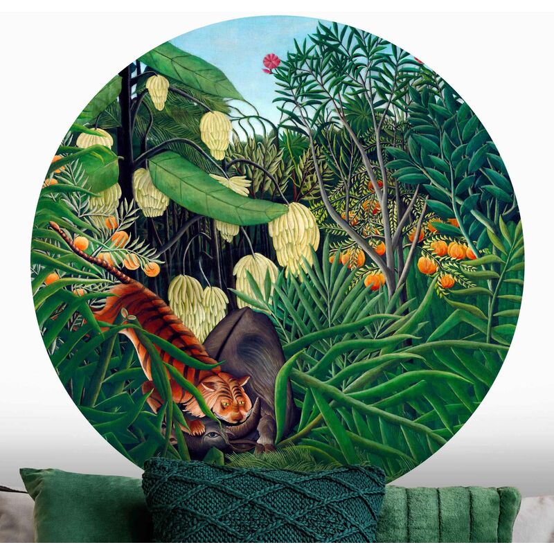 

Papel pintado redondo autoadhesivo - Wood World Map Dimensión LxA: 75cm x 75cm