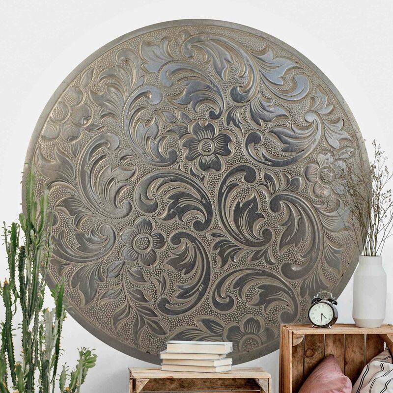 

Papel pintado redondo autoadhesivo - Victorian Flower Ornamentation In Circle Dimensión LxA: 150cm x 150cm