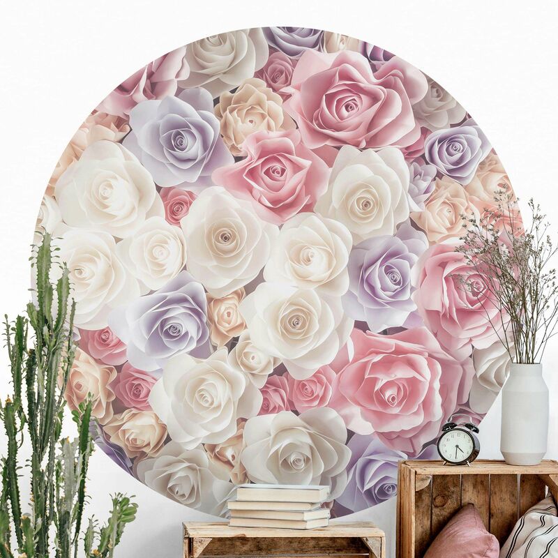 

Papel pintado redondo autoadhesivo - Peony Pattern Pink Dimensión LxA: 75cm x 75cm
