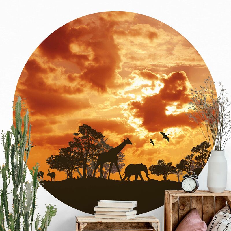 

Papel pintado redondo autoadhesivo - Tanzania Sunset Dimensión LxA: 100cm x 100cm