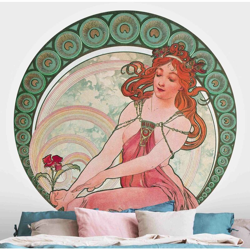 

Papel pintado redondo autoadhesivo - Alfons Mucha - Four Arts - Painting Dimensión LxA: 100cm x 100cm