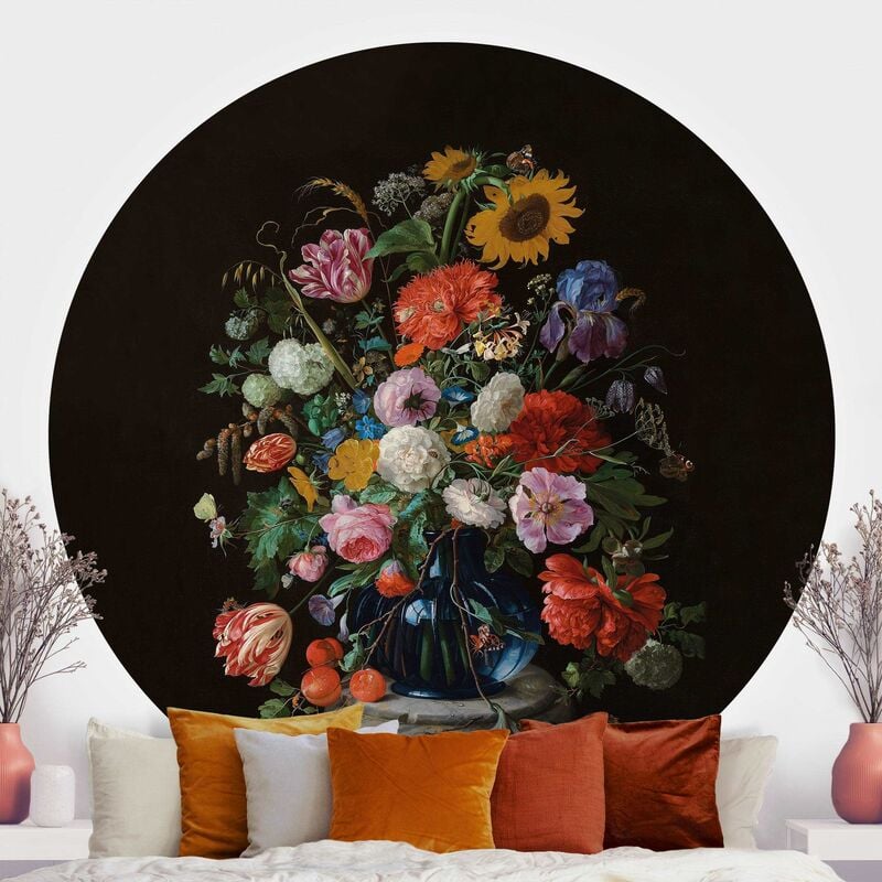 

Papel pintado redondo autoadhesivo - Jan Davidsz De Heem - Glass Vase With Flowers Dimensión LxA: 100cm x 100cm