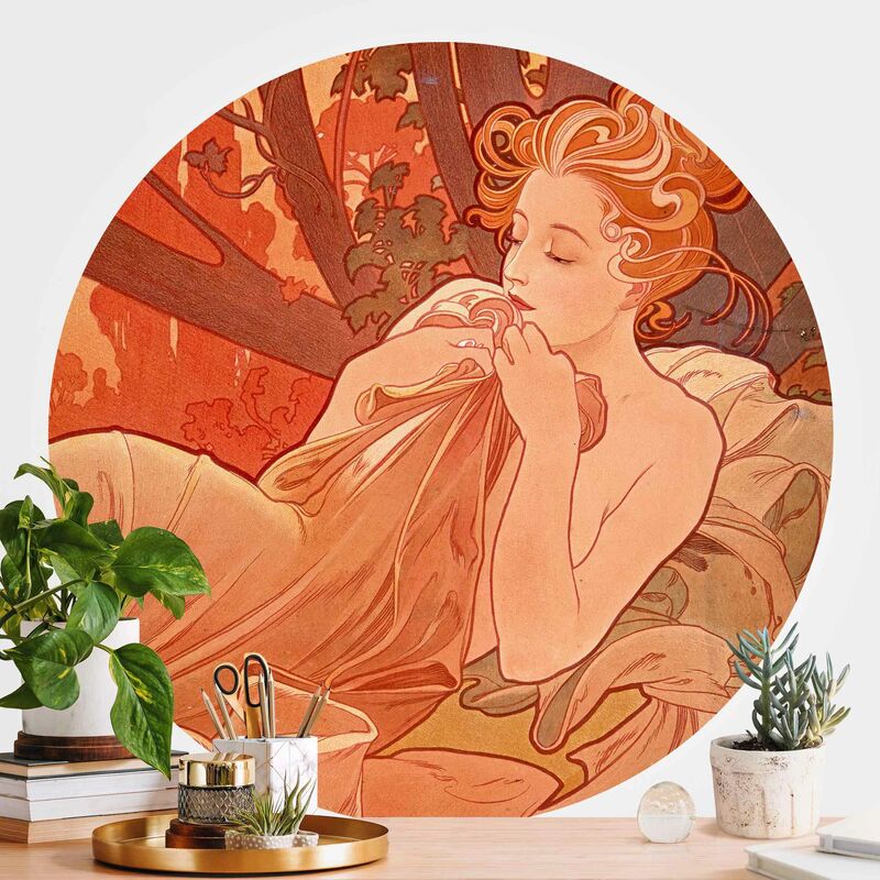 

Papel pintado redondo autoadhesivo - Alfons Mucha - Dusk Dimensión LxA: 150cm x 150cm