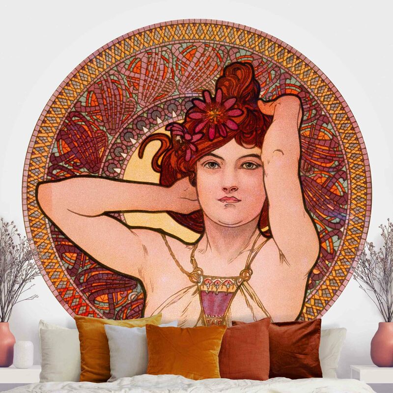 

Papel pintado redondo autoadhesivo - Alfons Mucha - Gemstones - Amethyst Dimensión LxA: 244cm x 244cm