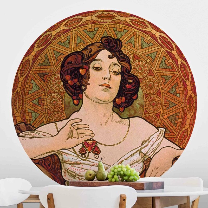 

Papel pintado redondo autoadhesivo - Alfons Mucha - Gemstones - Ruby Dimensión LxA: 150cm x 150cm