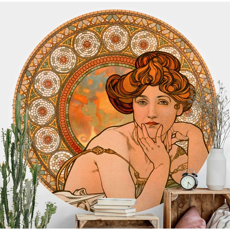 

Papel pintado redondo autoadhesivo - Alfons Mucha - Gemstones - Topaz Dimensión LxA: 100cm x 100cm