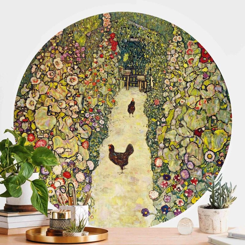

Papel pintado redondo autoadhesivo - Gustav Klimt - Garden Path with Hens Dimensión LxA: 244cm x 244cm