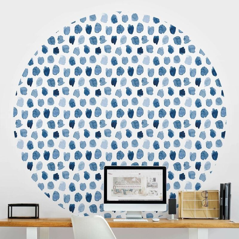 

Papel pintado redondo autoadhesivo - Watercolor Blobs In Indigo Dimensión LxA: 50cm x 50cm