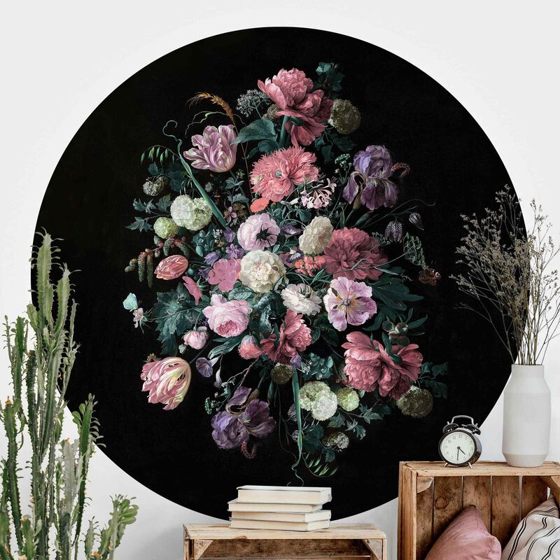 

Papel pintado redondo autoadhesivo - Jan Davidsz De Heem - Dark Flower Bouquet Dimensión LxA: 244cm x 244cm