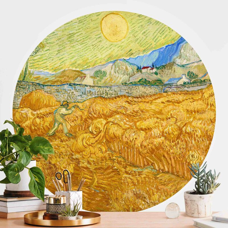 

Papel pintado redondo autoadhesivo - Vincent Van Gogh - Wheatfield With Reaper Dimensión LxA: 50cm x 50cm