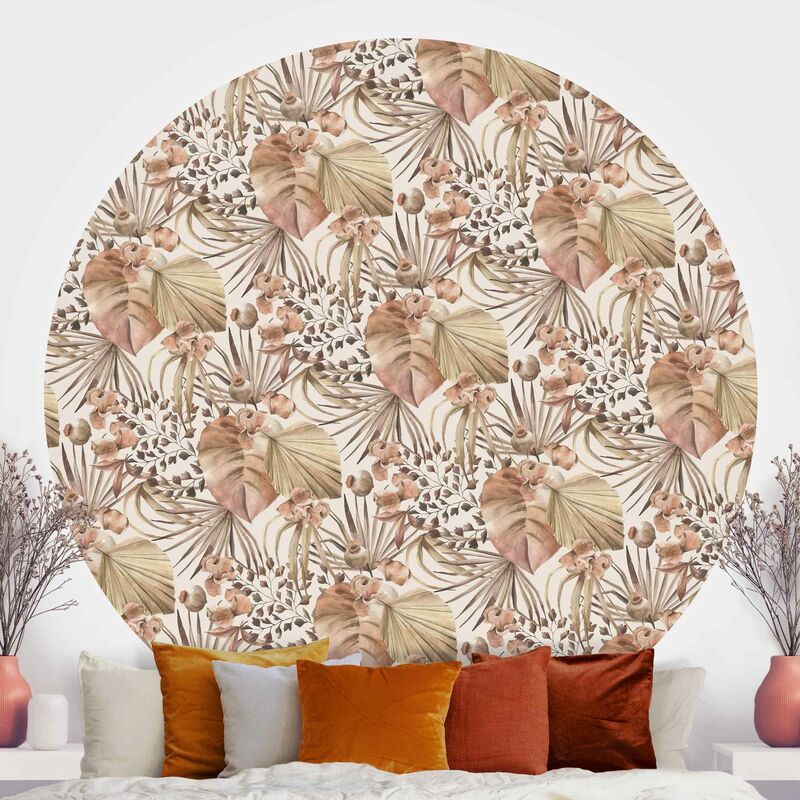 

Papel pintado redondo autoadhesivo - Beige Palm Leaves Dimensión LxA: 75cm x 75cm