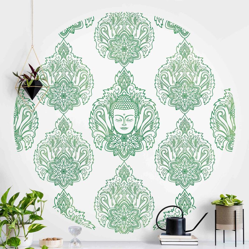 

Papel pintado redondo autoadhesivo - Buddha And Lotus Dimensión LxA: 175cm x 175cm