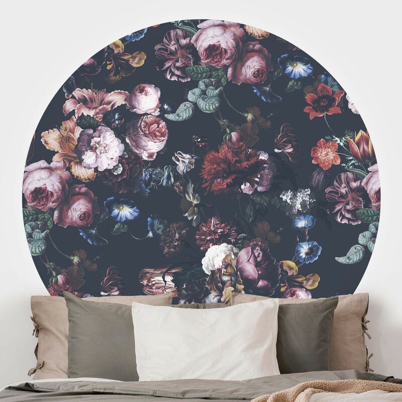 

Papel pintado redondo autoadhesivo - Old Masters Flowers With Tulips And Roses On Dark Gray Dimensión LxA: 50cm x 50cm