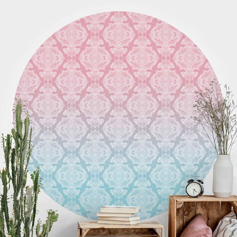 

Papel pintado redondo autoadhesivo - Watercolor Baroque Pattern With Blue Pink Gradient Dimensión LxA: 50cm x 50cm