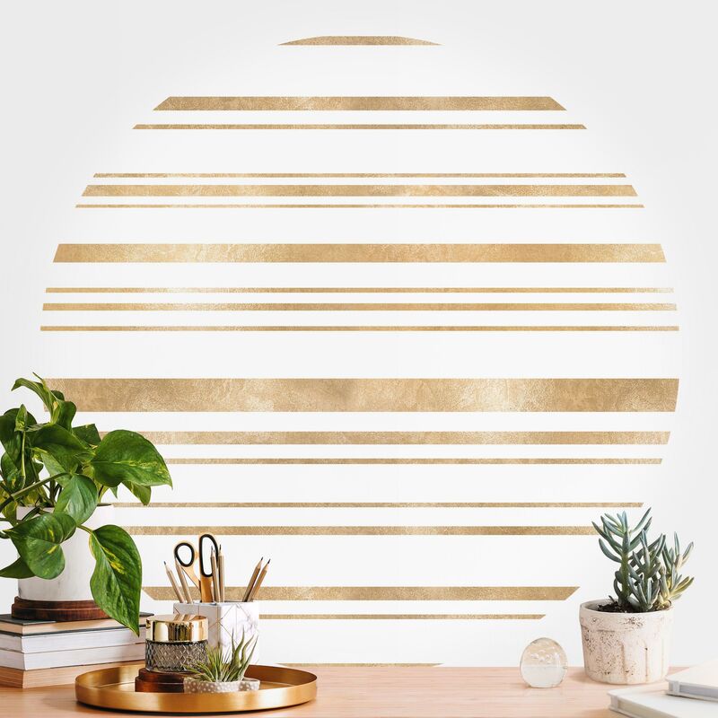 

Papel pintado redondo autoadhesivo - Golden Glitter Stripes Dimensión LxA: 75cm x 75cm