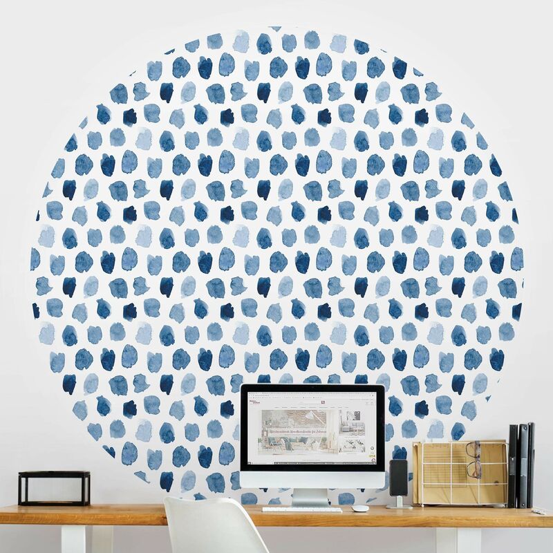 

Papel pintado redondo autoadhesivo - Watercolor Blobs In Indigo Dimensión LxA: 175cm x 175cm