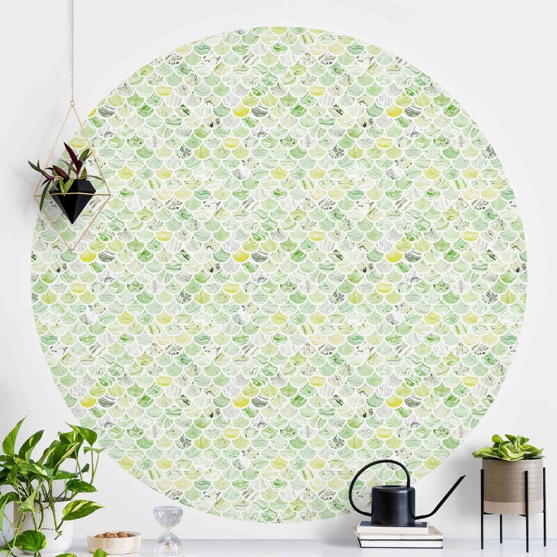 

Papel pintado redondo autoadhesivo - Marble Pattern Spring Green Dimensión LxA: 225cm x 225cm