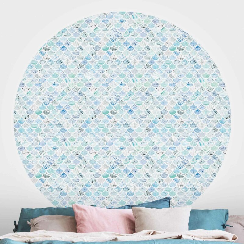 

Papel pintado redondo autoadhesivo - Marble Pattern Sea Blue Dimensión LxA: 75cm x 75cm