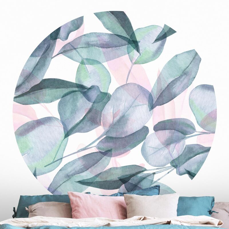 

Papel pintado redondo autoadhesivo - Blue And Pink Eucalyptus Leaves Watercolor Dimensión LxA: 100cm x 100cm