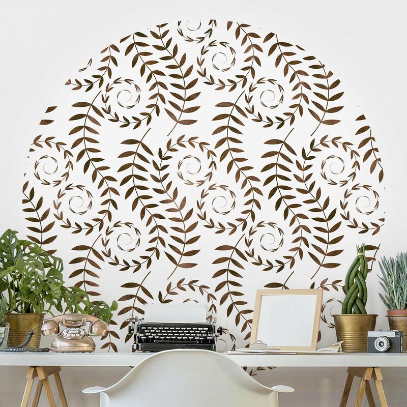 

Papel pintado redondo autoadhesivo - Natural Pattern Tendrils In Brown Dimensión LxA: 225cm x 225cm